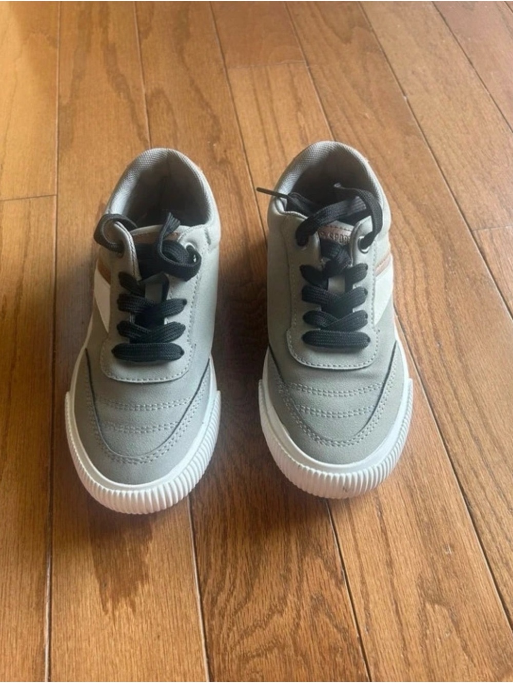Kids Gray Casual Lace-Up Sneakers with Black Laces